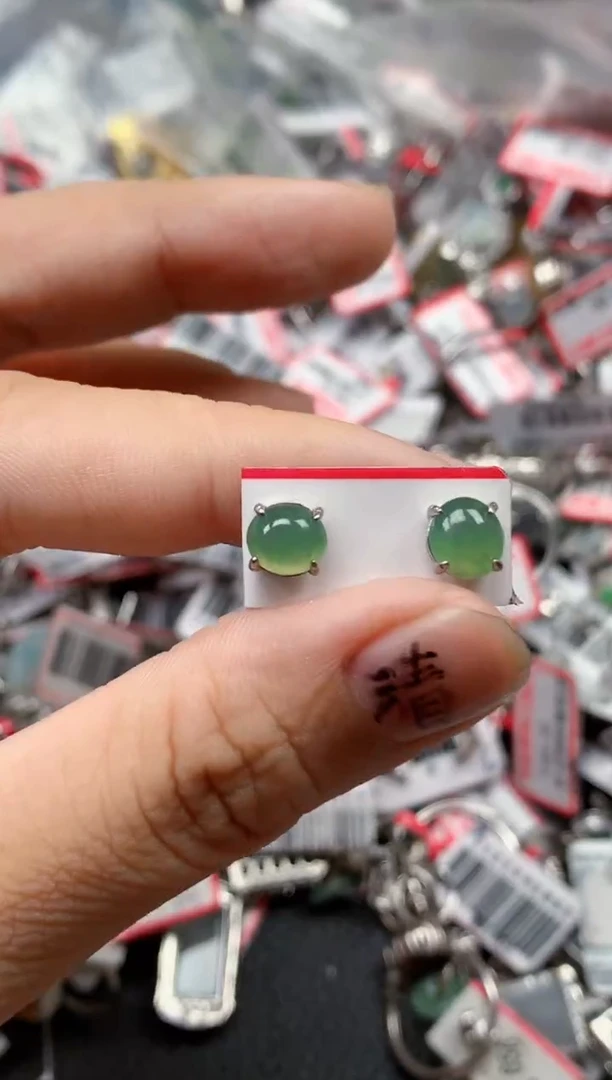 银S925镶嵌戒指翡翠天然A货缅甸翡翠