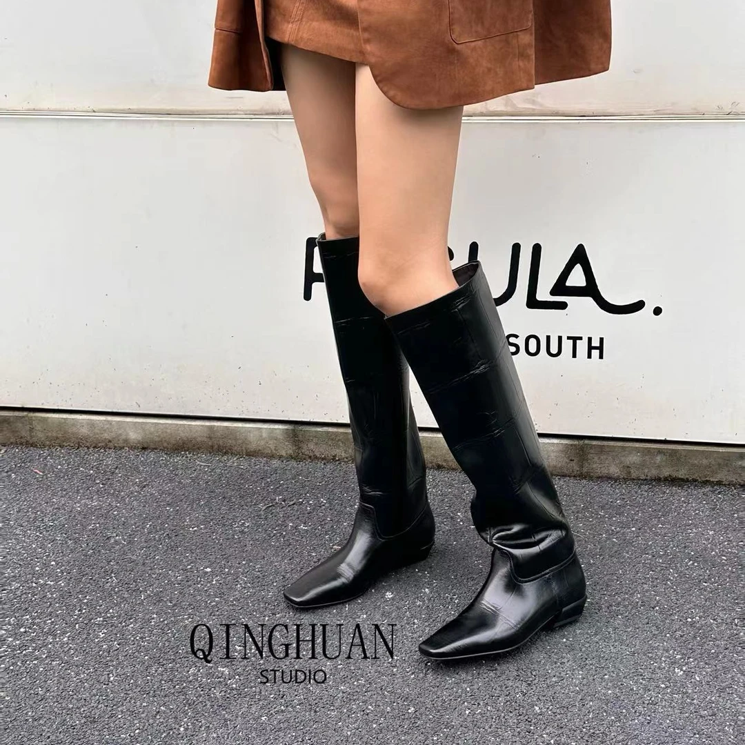 【清欢】[石头纹]两种跟高气质长靴高版本  | 显瘦安哥拉红 ｜4cm