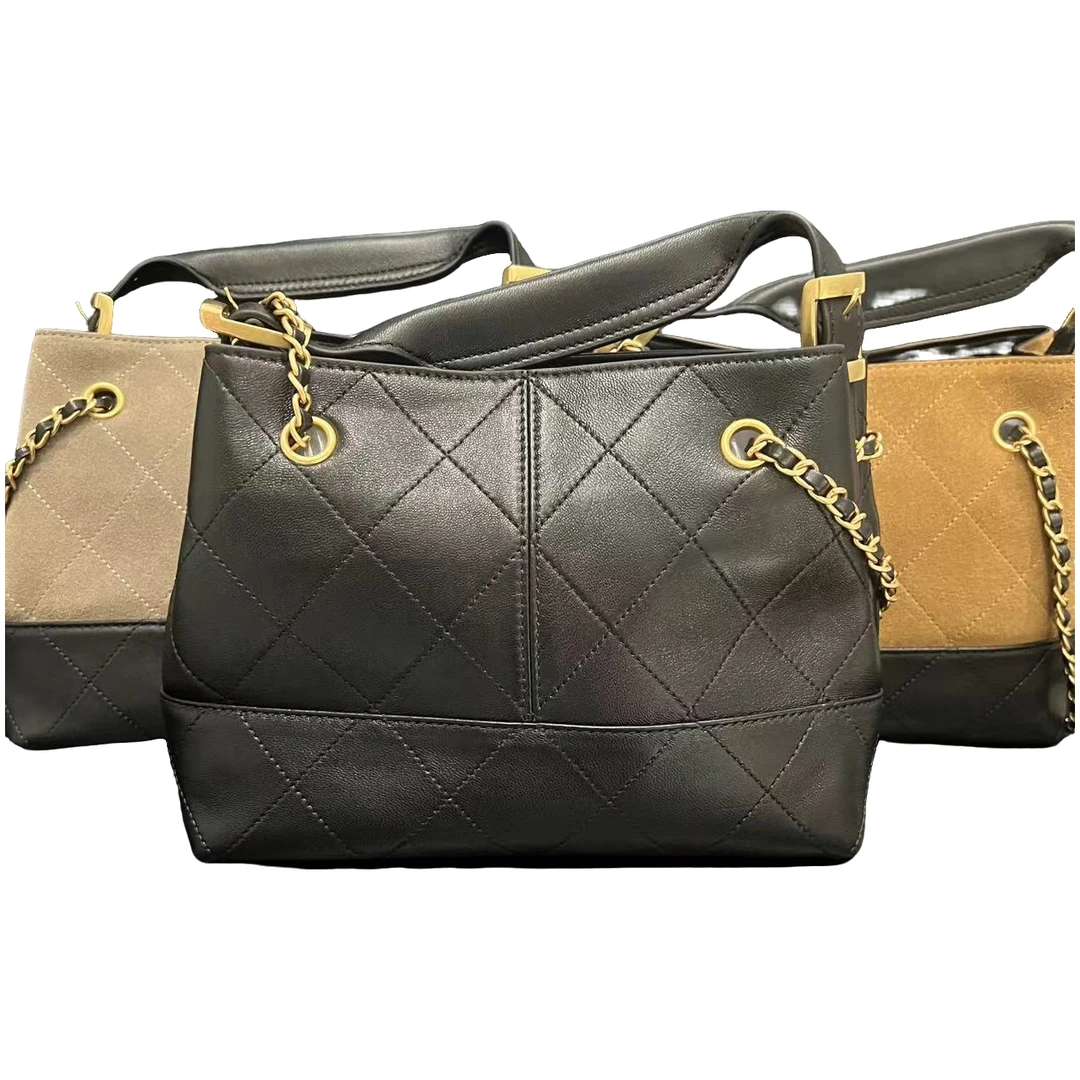 COCO DICV2025新款高端时尚女包 双拼 黑棕配黑灰配黑色23cm80786