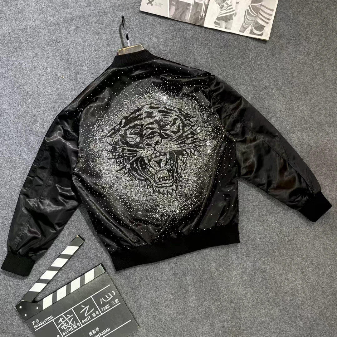 11786-856老虎夹克潮流休闲百搭高街棒球领立领情侣韩版潮服国潮