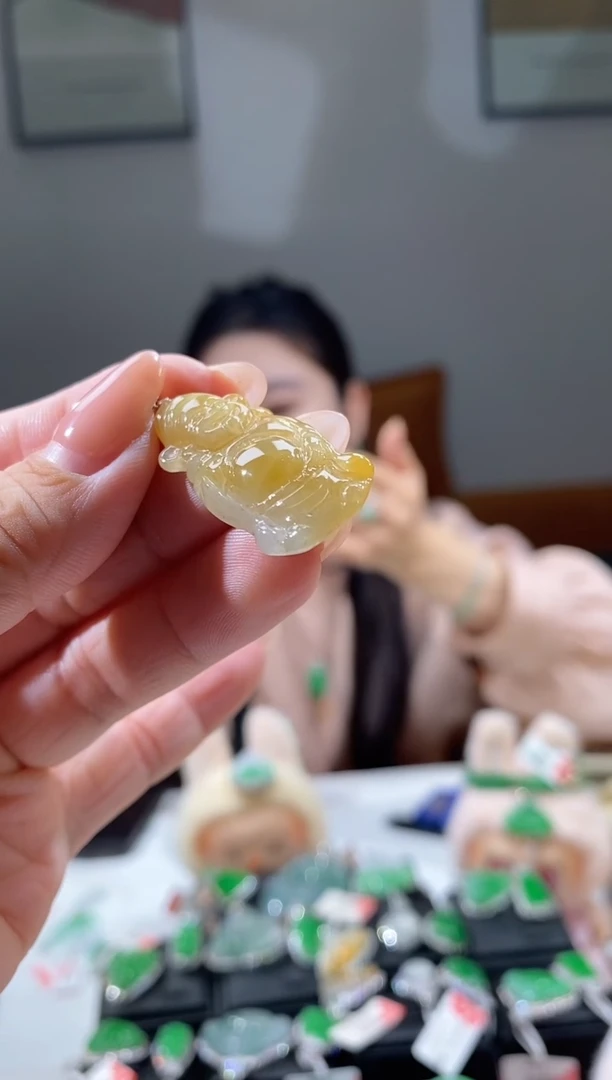 吊坠(不含链)18K金镶嵌翡翠财爷爷