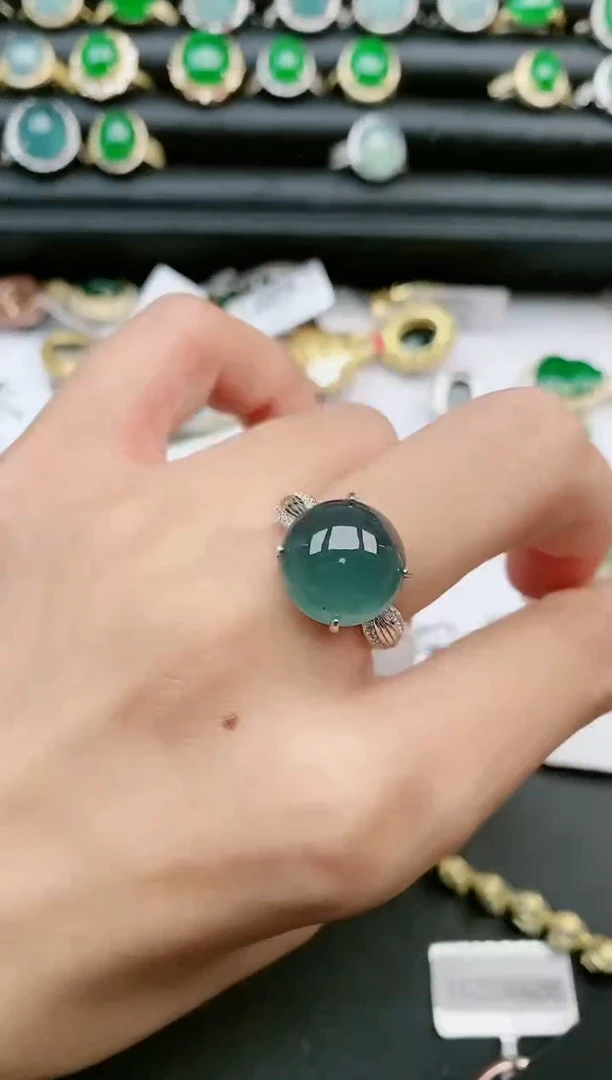 翡翠戒指银S925镶嵌1111