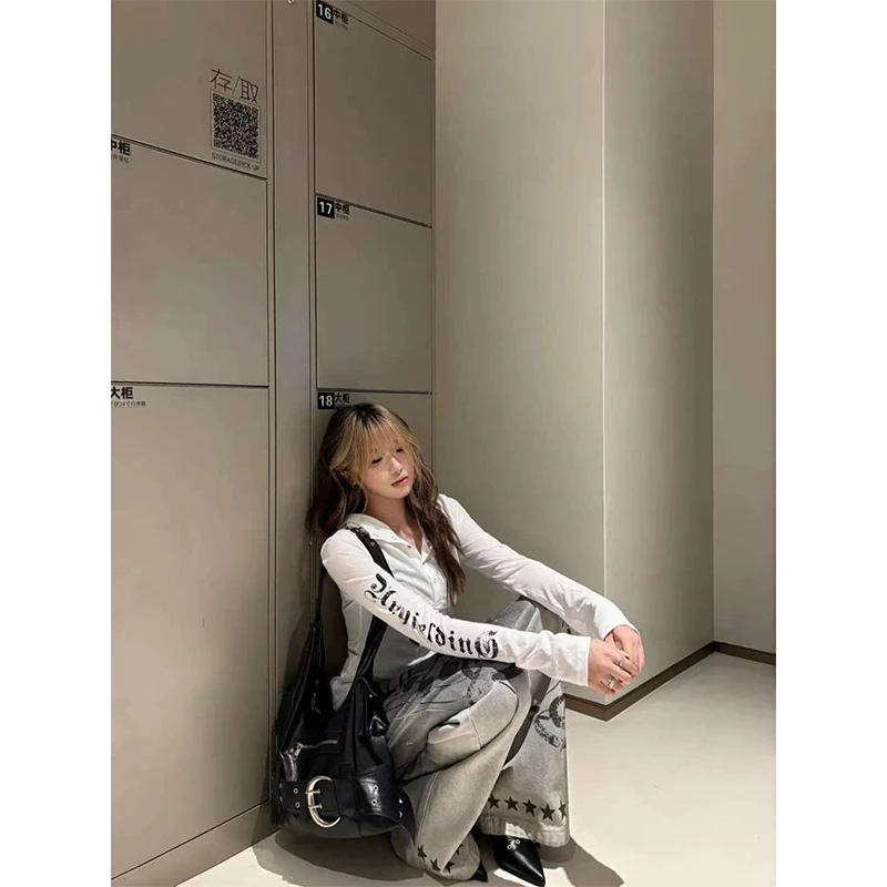 韩版长袖防晒罩衫连帽宽松慵懒风t恤女百搭印花外穿新款时尚上衣