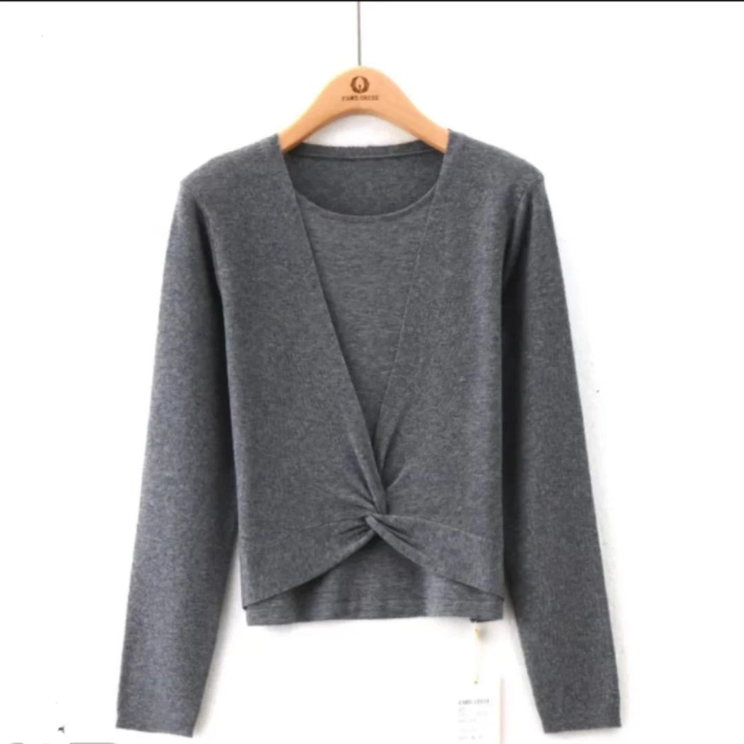 【107主播推荐】2024秋季女生v领经典款长袖百搭休闲开衫上衣女时尚