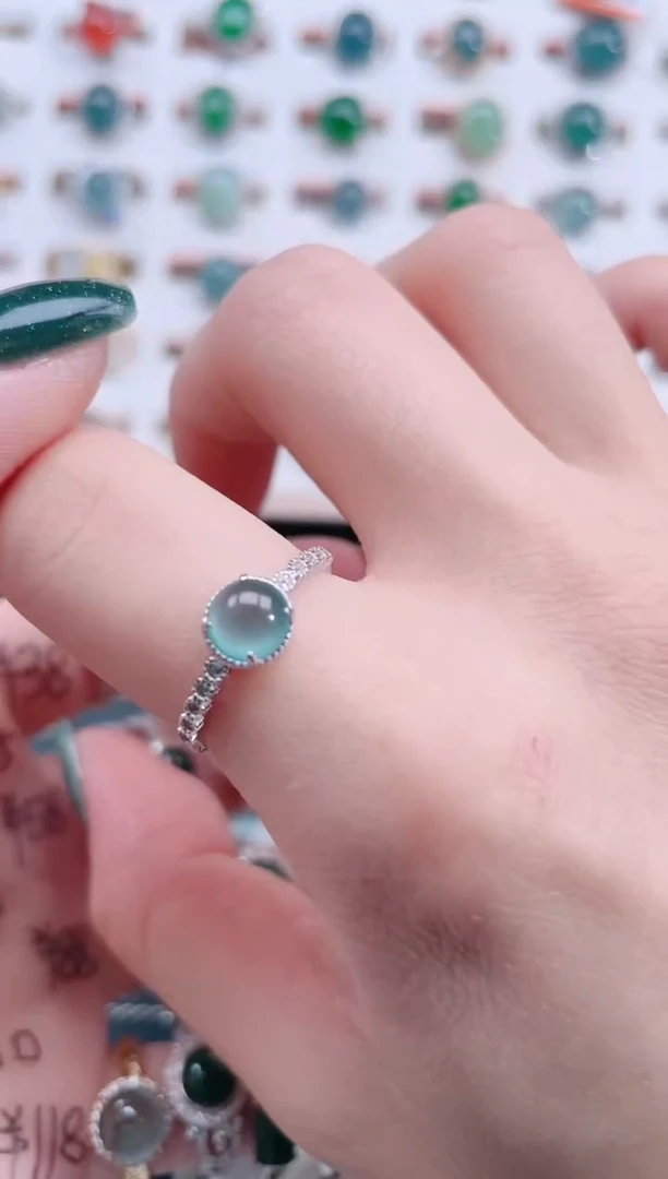 银S925镶嵌戒指翡翠天然翡翠