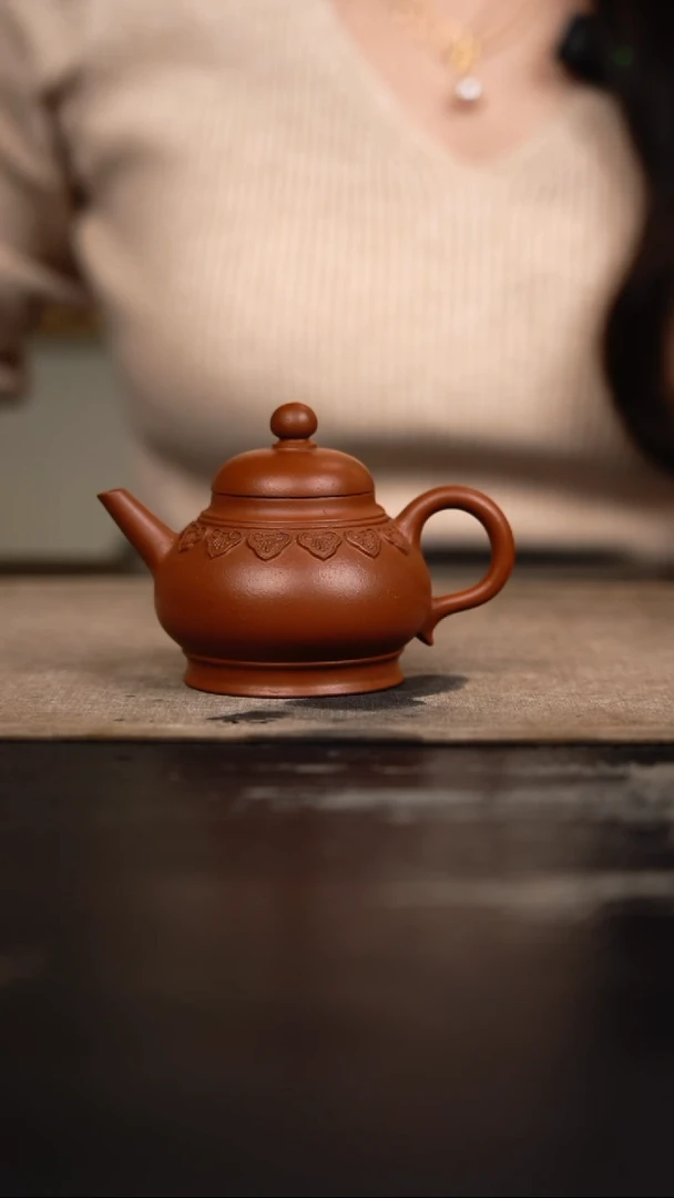 茶壶紫砂老朱泥如意芭乐水平