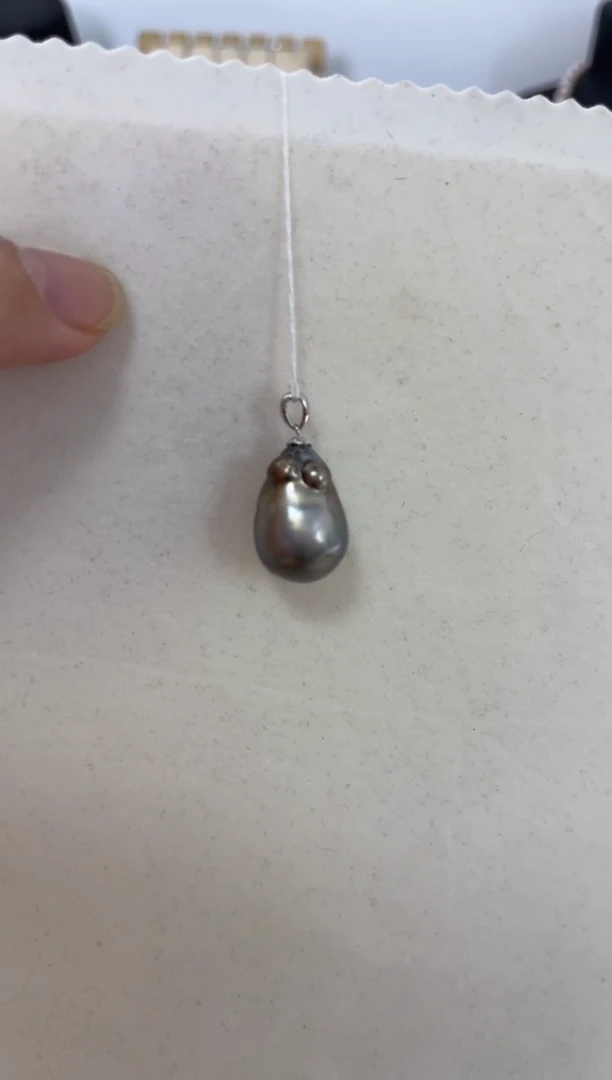 银S925镶嵌吊坠(不含链)海水珍珠14-15
