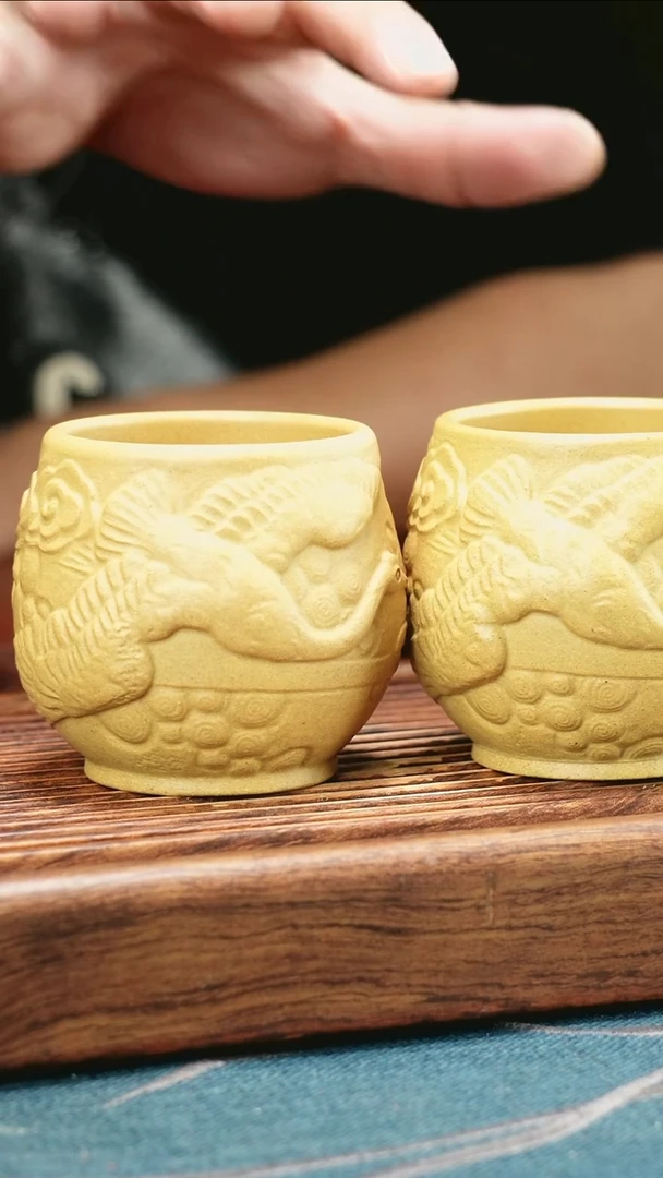 茶杯紫砂 茶杯紫砂段泥花器2只
