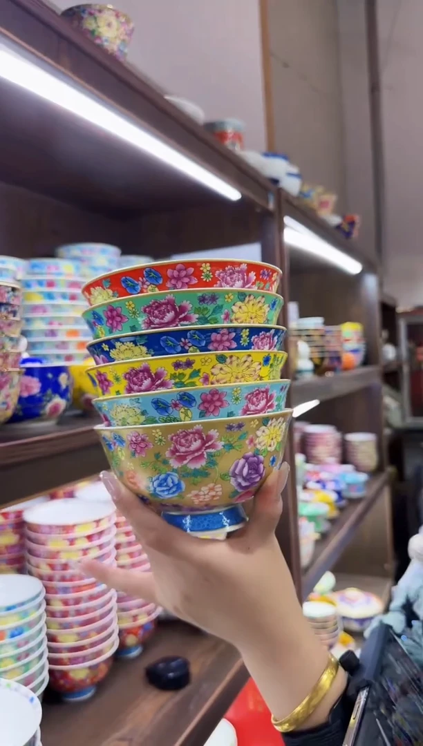 珐琅5英寸饭碗6个景德镇陶瓷