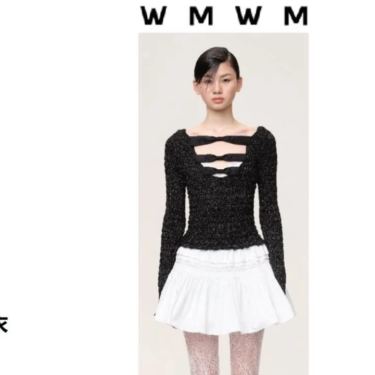 WMWM蝴蝶结露背上衣