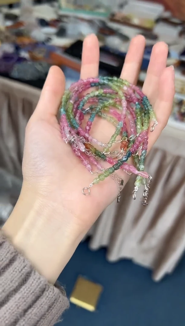 【闪购商品】碧玺手链银S925镶嵌0112s014多样性发一