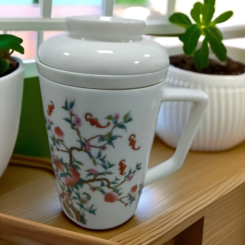 【景宝元陶瓷】景德镇九桃办公杯三件套JZGF