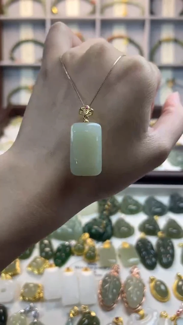 吊坠(不含链)银S925镶嵌和田玉厚装无事牌