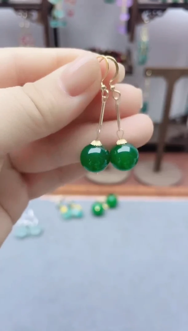 银S925镶嵌和田玉耳饰824000