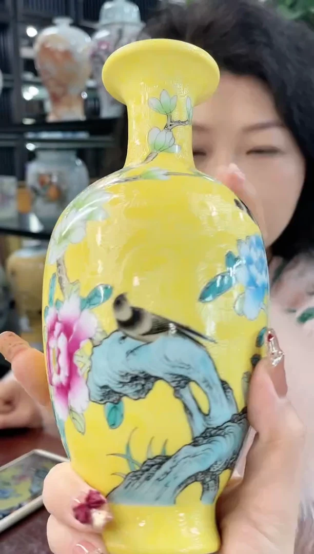 【闪购商品】景德镇陶瓷供应链扒花帝王黄赏瓶