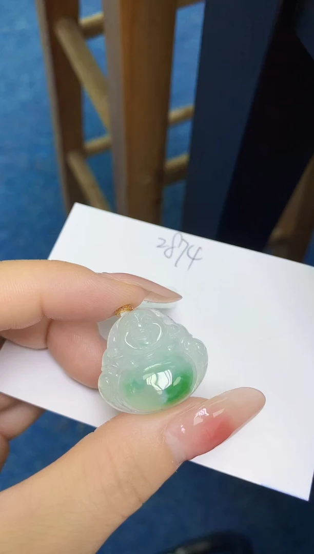 翡翠18K金镶嵌颈饰 天然缅甸翡翠A货