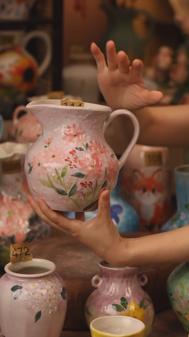 陶瓷114景德镇设计师手作花器摆件侘寂风