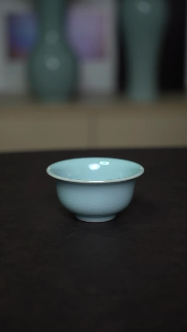 杯子瓷天青压手杯