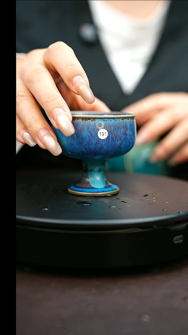 191#原矿钧瓷炉钧釉高足杯