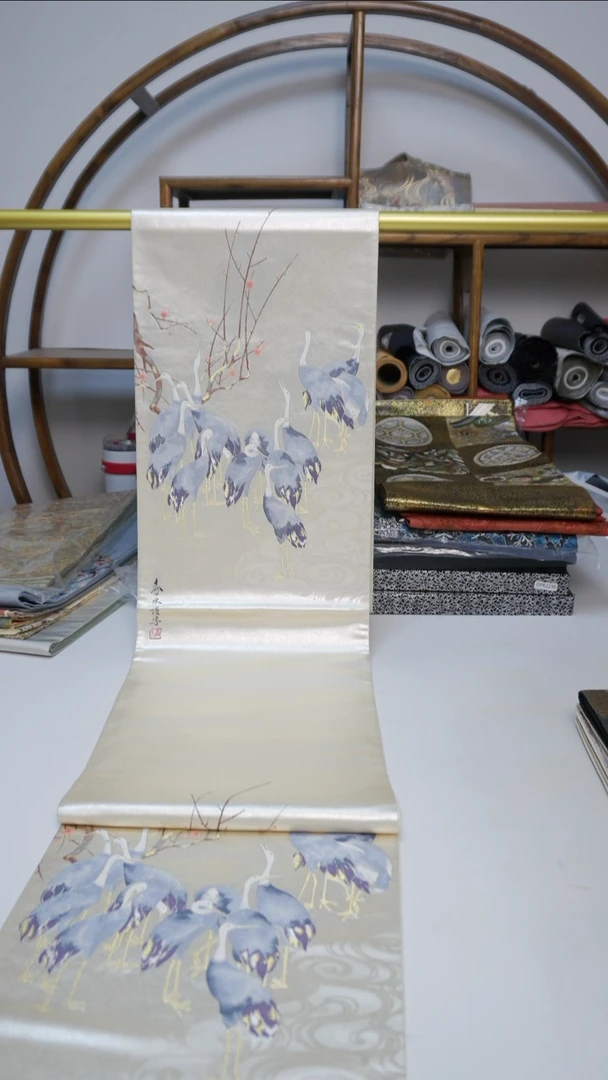 织绣107仙鹤花卉花卉