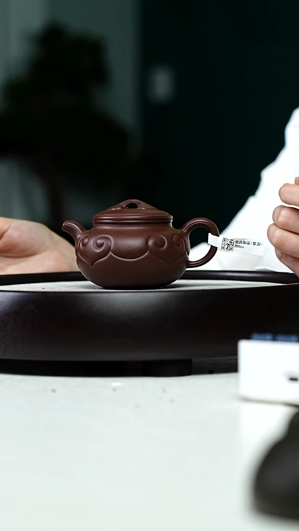 茶壶紫砂夕*0826早场直播ZH-0098仿古如意-紫泥-200cc