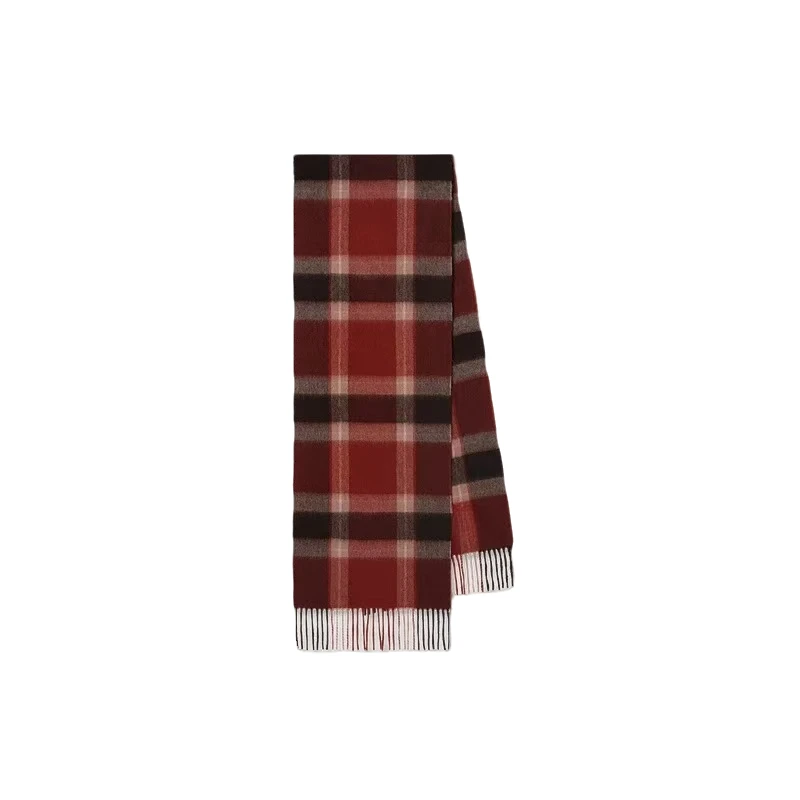 Quality百百山羊绒英伦格纹羊绒围巾冬季双面披肩