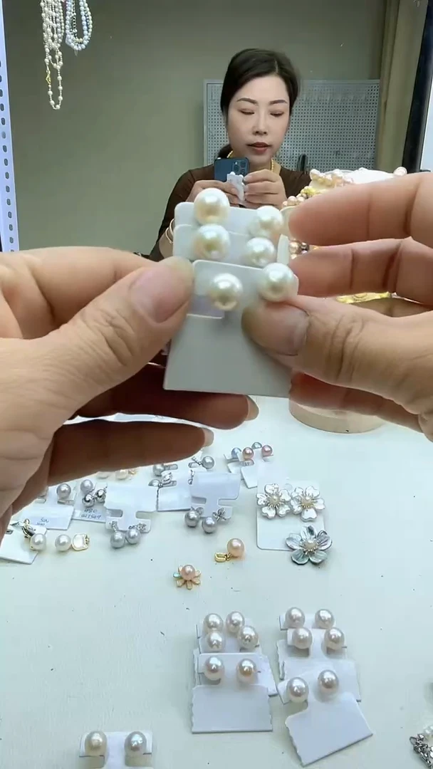 未镶嵌耳饰淡水珍珠白色系素钉