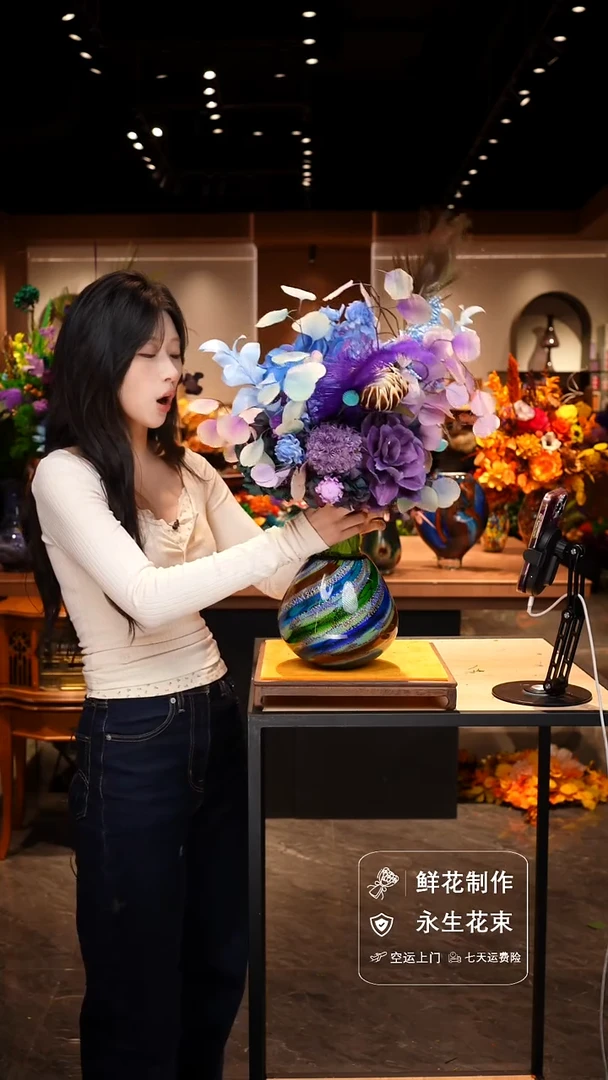 手工艺品琉璃手工花器花束空运包邮送货上门-以图片为准