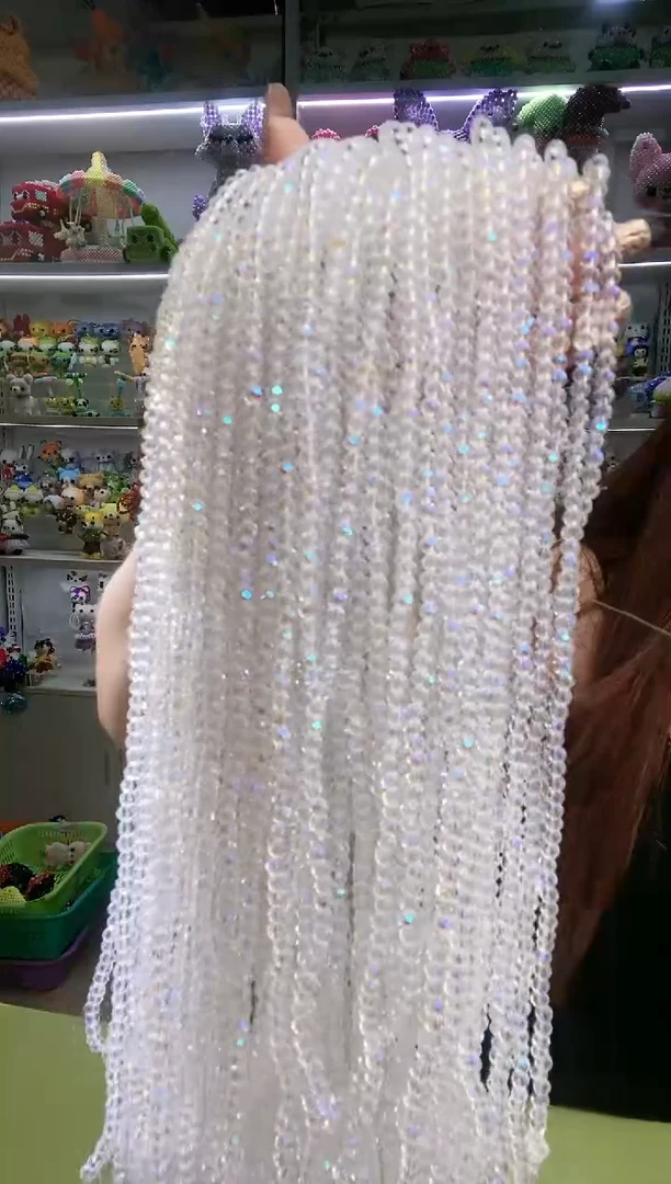 玻璃1231卡4水晶扁20条微光彩透白色