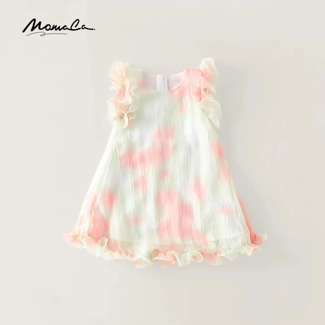 momoco/玛米玛卡女童时尚花边下摆连衣裙77630470006
