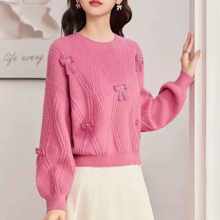 来米家 秋季时尚高级显瘦温柔通勤百搭毛织上衣