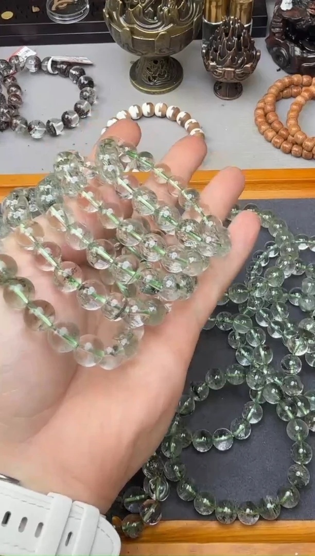 水晶手串未镶嵌绿幽灵1.0单圈多样性发其一