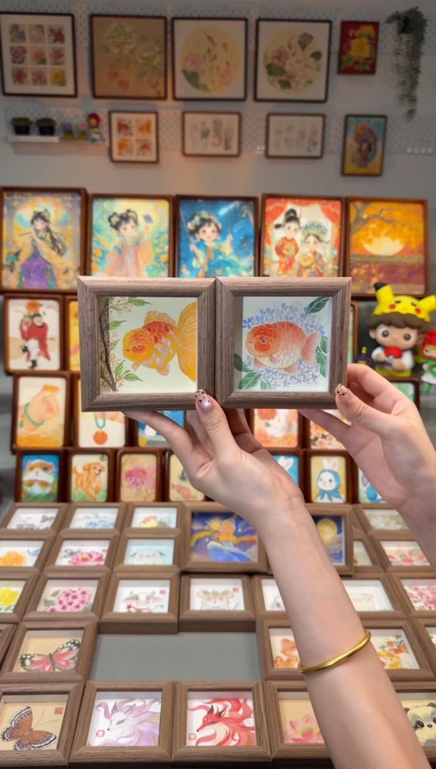 国画桂花小鱼 绣球小鱼 一组11