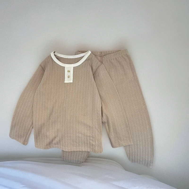 【现货】（LAOHE） JJF-003 儿童睡衣纯色简约家居服套装