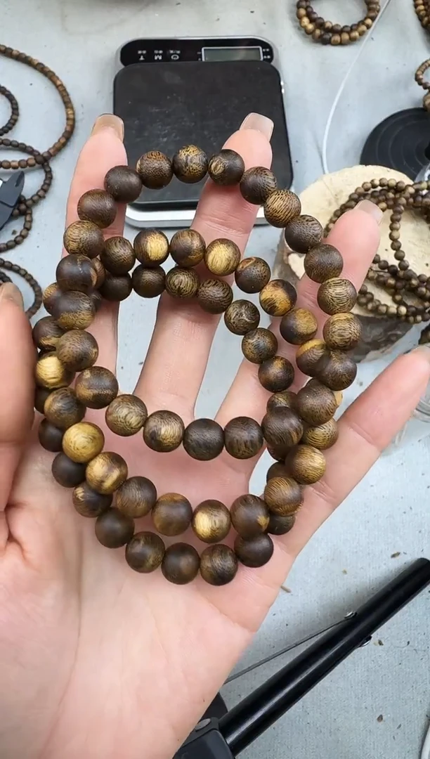 沉香手串0907张勺子圆珠单圈多样性发一