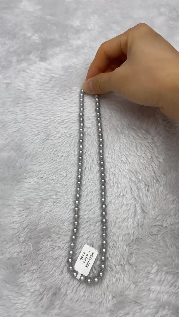 项链银S925镶嵌海水珍珠AK真多麻6-6.5mm