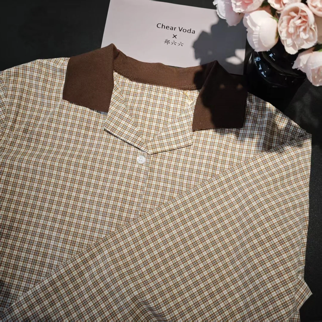 简约休闲polo格纹套装5229