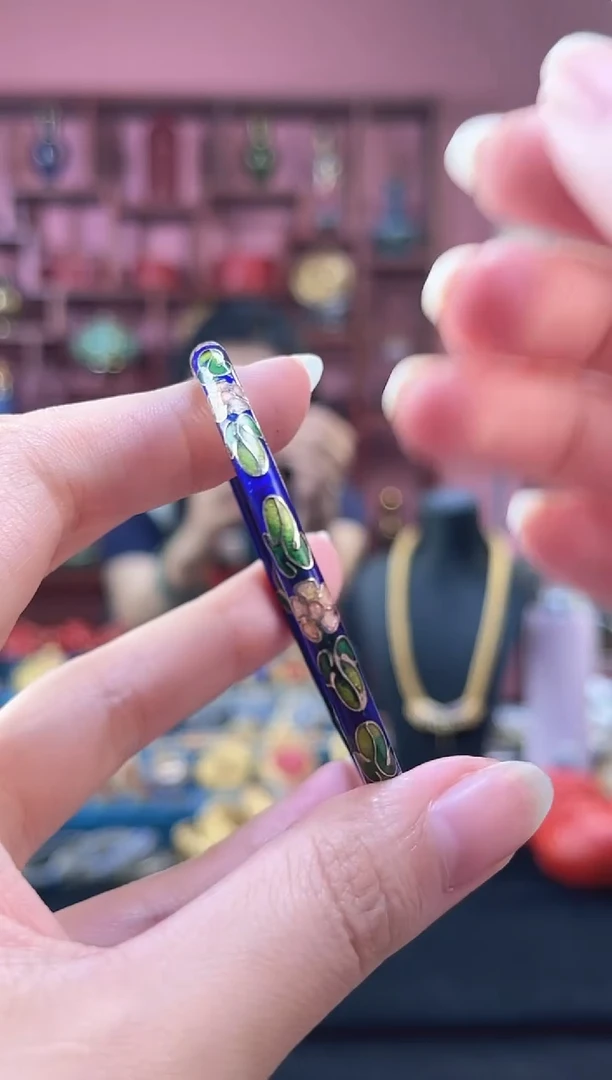 非遗 景泰蓝手镯 宝蓝色开口0.4