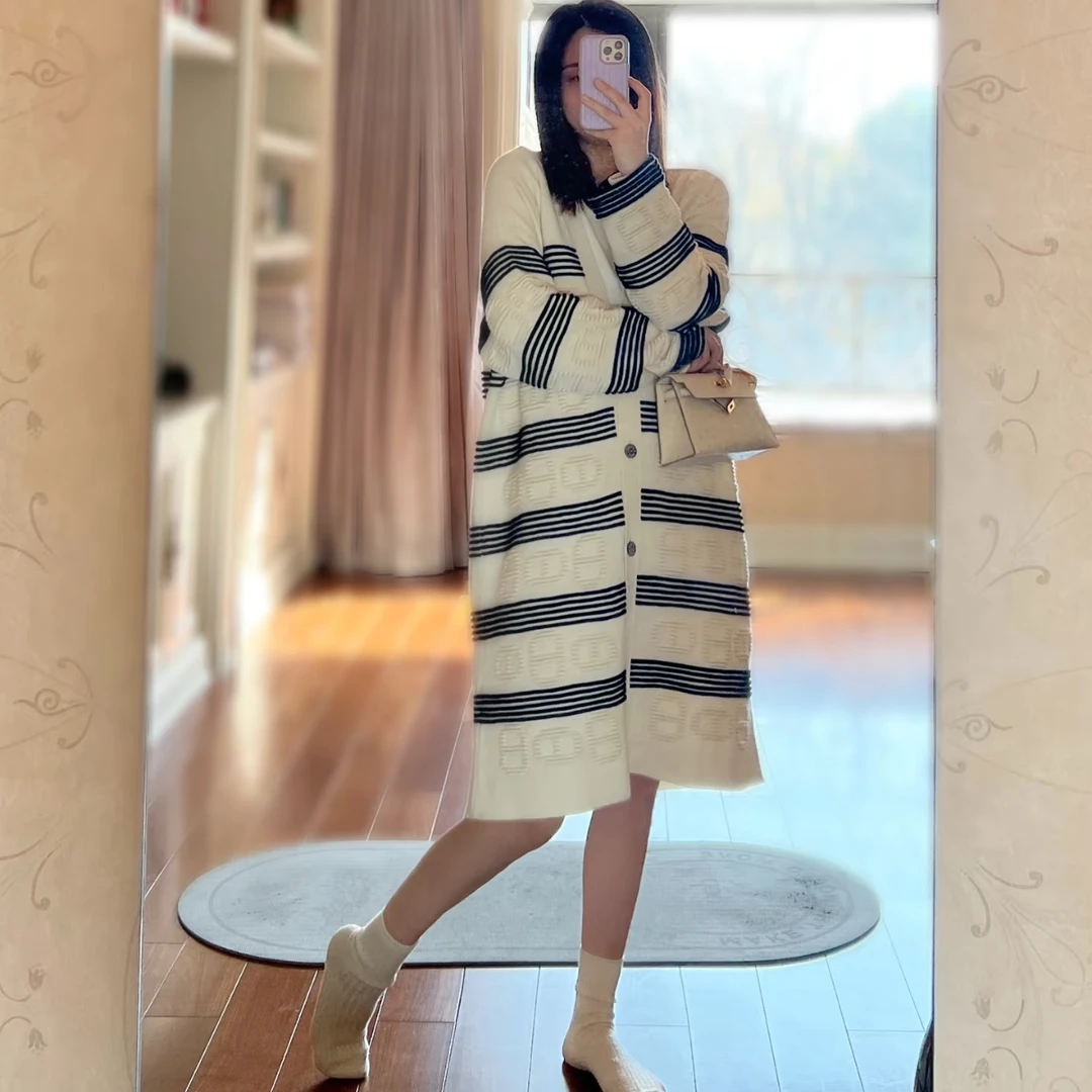 未使用 Hermes/爱马仕 汤/P245621205/猪鼻子立体logo长款开衫 34