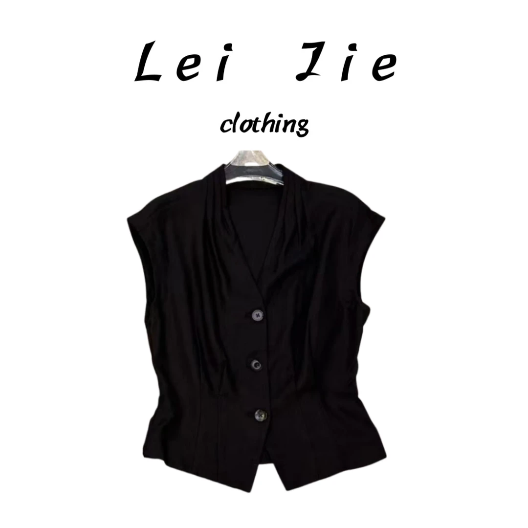 【Lei Jie】设计感收腰显瘦三扣上衣2234