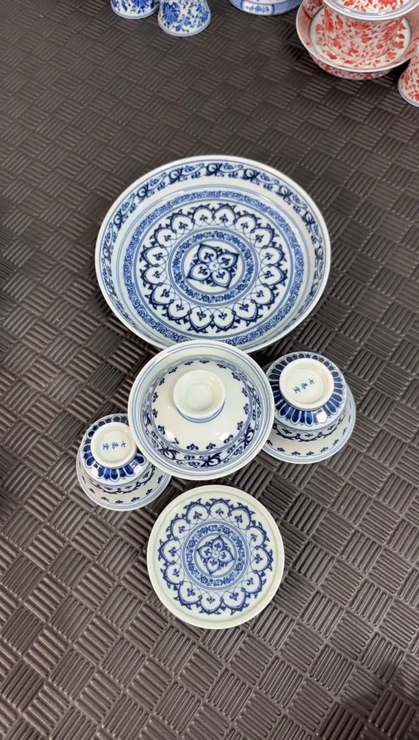 盖碗瓷M****n景德镇陶瓷茶具新宝相套组
