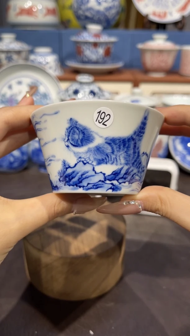 觅***化192青花猫咪单杯lf101