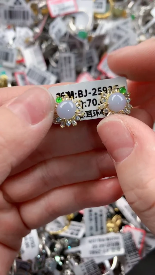 银S925镶嵌戒指翡翠666---9