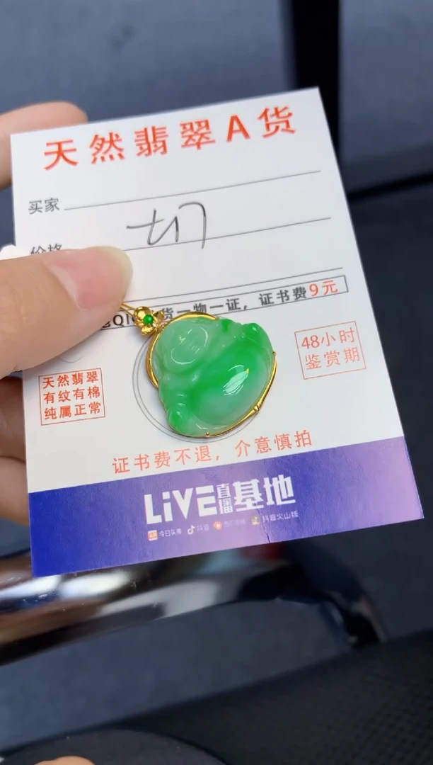 颈饰18K金镶嵌翡翠天然缅甸A货翡翠