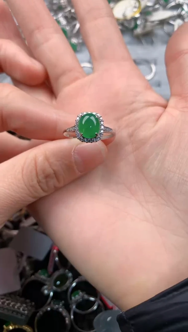 银S925镶嵌戒指翡翠222   109