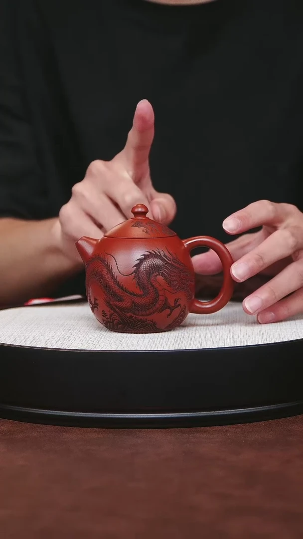 紫砂茶宠宜兴紫砂 龙蛋朱泥