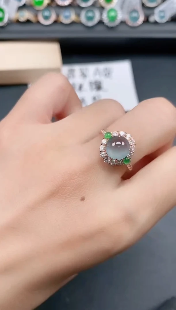 银S925镶嵌戒指翡翠111