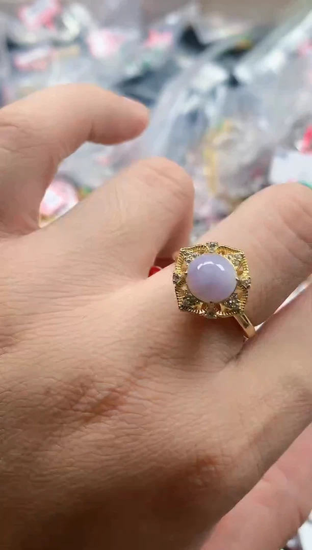 银S925镶嵌戒指翡翠天然A货缅甸翡翠