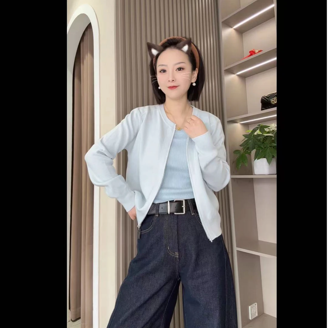 早春拉链针织开衫