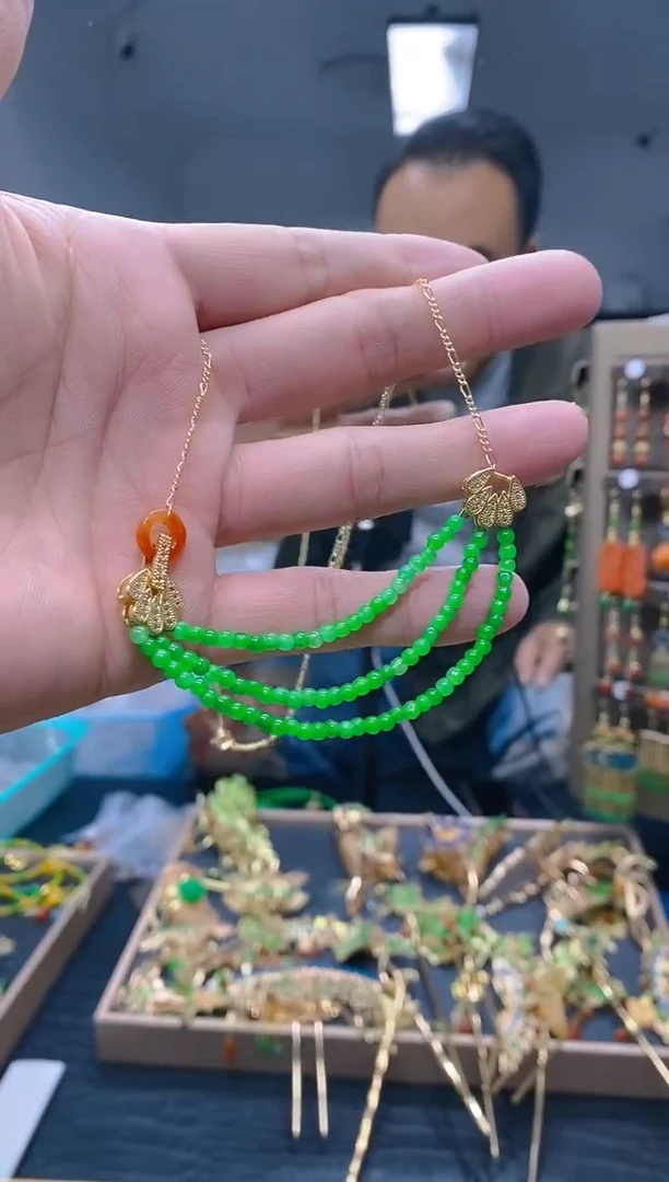 【闪购商品】翡翠耳饰合金37翡翠锁骨链